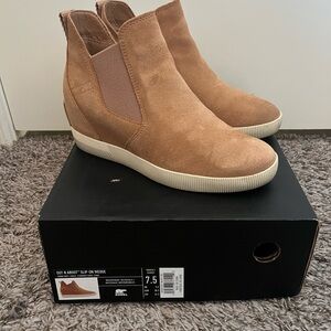 Sorel Women's Out 'N About Slip-On Wedge - Camel Brown